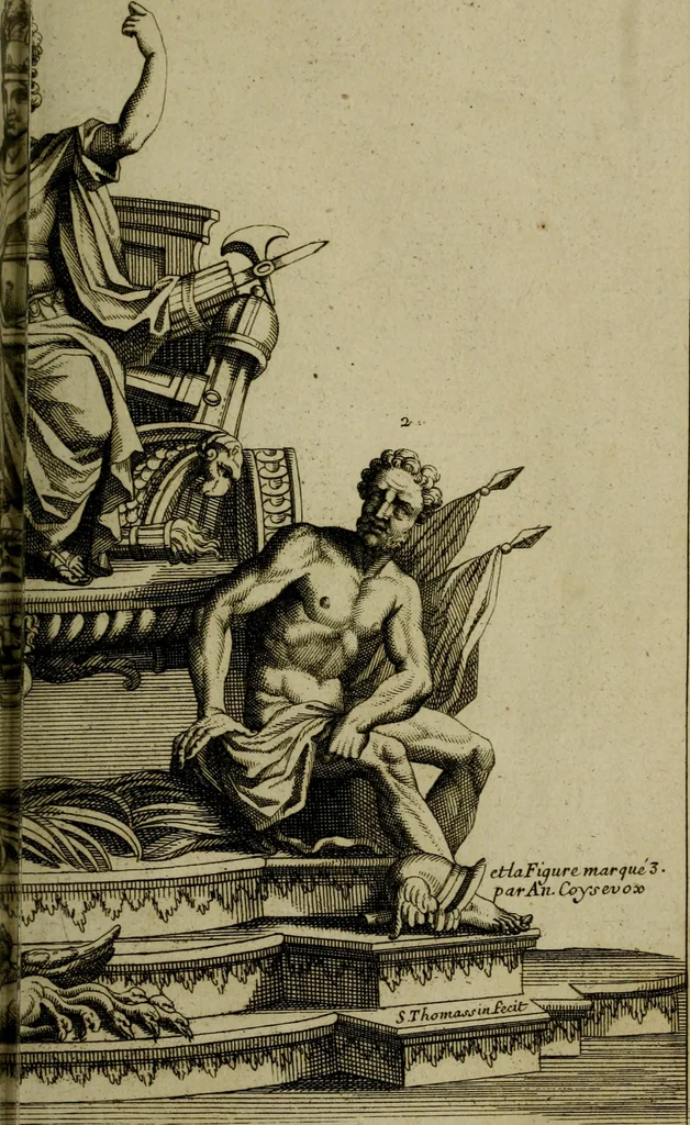 An illustration from Recüeil des figures, groupes, thermes, fontaines, vases, et autres ornemens tels qu'ils se voyent a présent dans le chateau et parc de Versailles : gravé d'après les originaux, 1694, leaf 294
