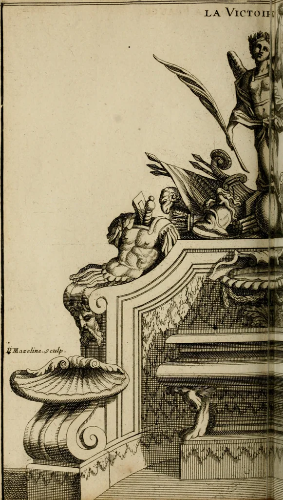 An illustration from Recüeil des figures, groupes, thermes, fontaines, vases, et autres ornemens tels qu'ils se voyent a présent dans le chateau et parc de Versailles : gravé d'après les originaux, 1694, leaf 297
