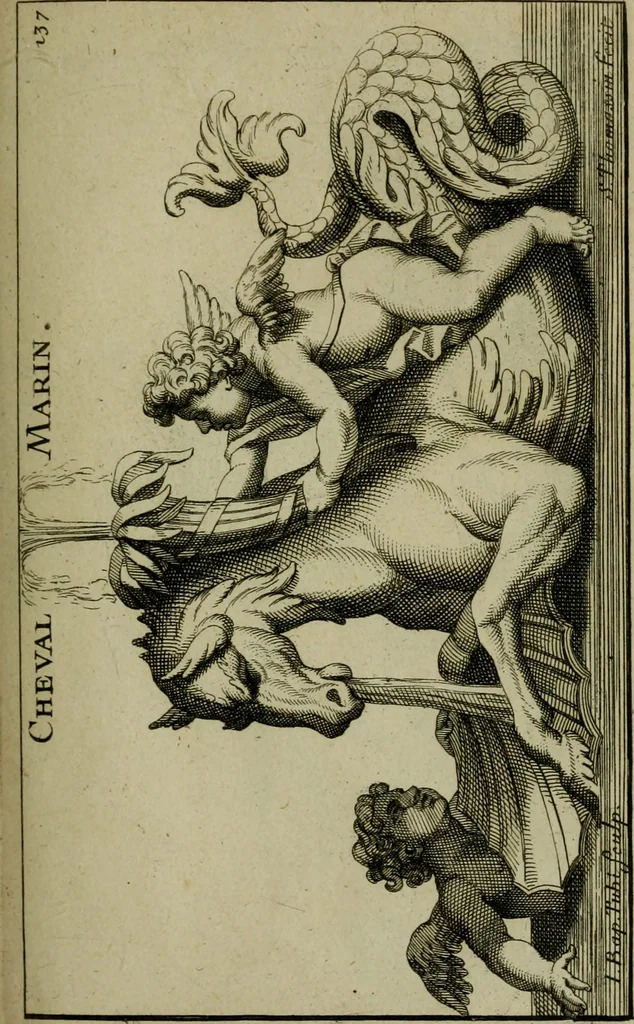 An illustration from Recüeil des figures, groupes, thermes, fontaines, vases, et autres ornemens tels qu'ils se voyent a présent dans le chateau et parc de Versailles : gravé d'après les originaux, 1694, leaf 316