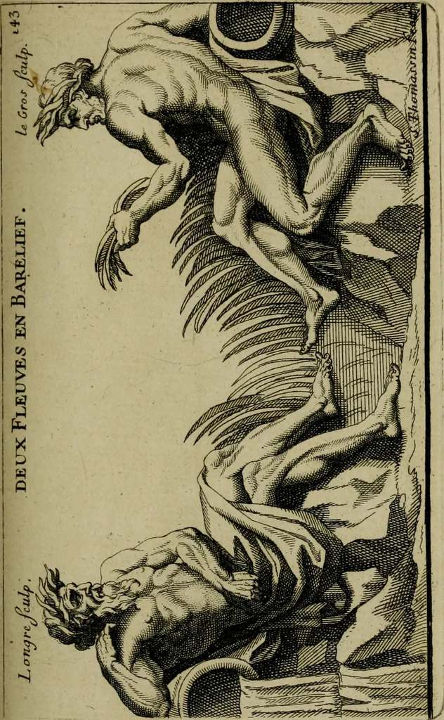 An illustration from Recüeil des figures, groupes, thermes, fontaines, vases, et autres ornemens tels qu'ils se voyent a présent dans le chateau et parc de Versailles : gravé d'après les originaux, 1694, leaf 328