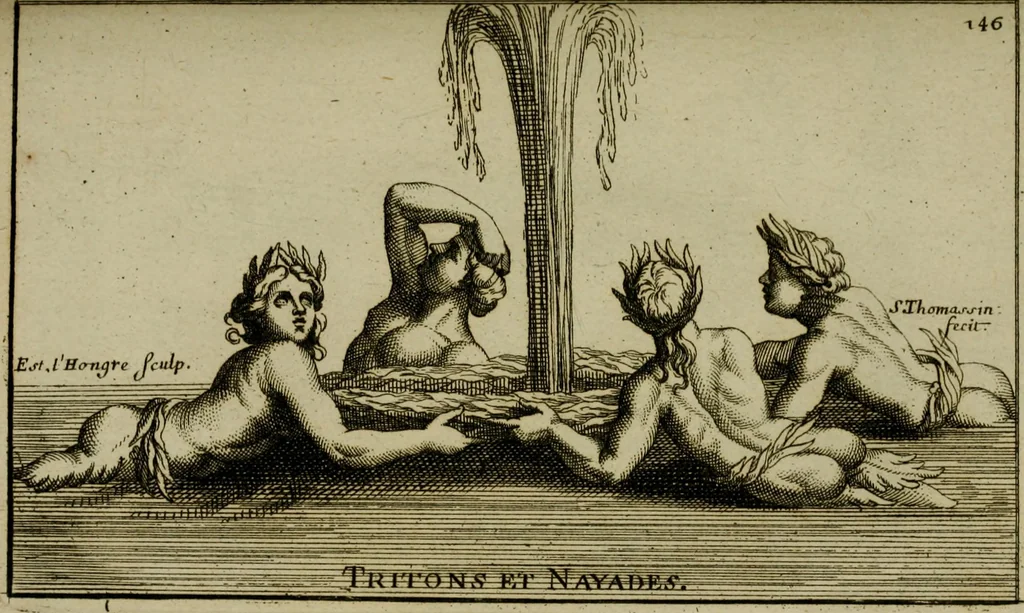 An illustration from Recüeil des figures, groupes, thermes, fontaines, vases, et autres ornemens tels qu'ils se voyent a présent dans le chateau et parc de Versailles : gravé d'après les originaux, 1694, leaf 336