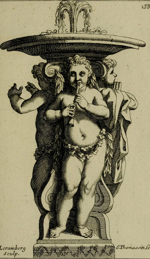 An illustration from Recüeil des figures, groupes, thermes, fontaines, vases, et autres ornemens tels qu'ils se voyent a présent dans le chateau et parc de Versailles : gravé d'après les originaux, 1694, leaf 350