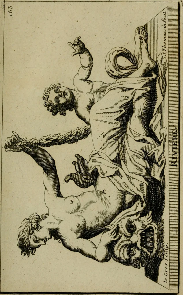 An illustration from Recüeil des figures, groupes, thermes, fontaines, vases, et autres ornemens tels qu'ils se voyent a présent dans le chateau et parc de Versailles : gravé d'après les originaux, 1694, leaf 370