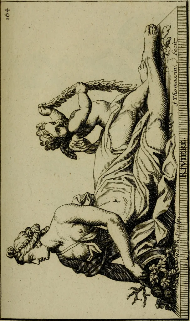 An illustration from Recüeil des figures, groupes, thermes, fontaines, vases, et autres ornemens tels qu'ils se voyent a présent dans le chateau et parc de Versailles : gravé d'après les originaux, 1694, leaf 372