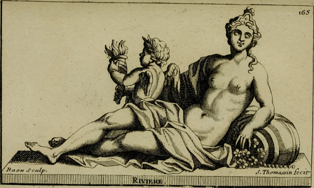 An illustration from Recüeil des figures, groupes, thermes, fontaines, vases, et autres ornemens tels qu'ils se voyent a présent dans le chateau et parc de Versailles : gravé d'après les originaux, 1694, leaf 374