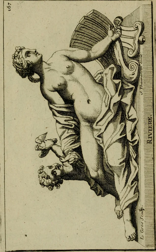 An illustration from Recüeil des figures, groupes, thermes, fontaines, vases, et autres ornemens tels qu'ils se voyent a présent dans le chateau et parc de Versailles : gravé d'après les originaux, 1694, leaf 378