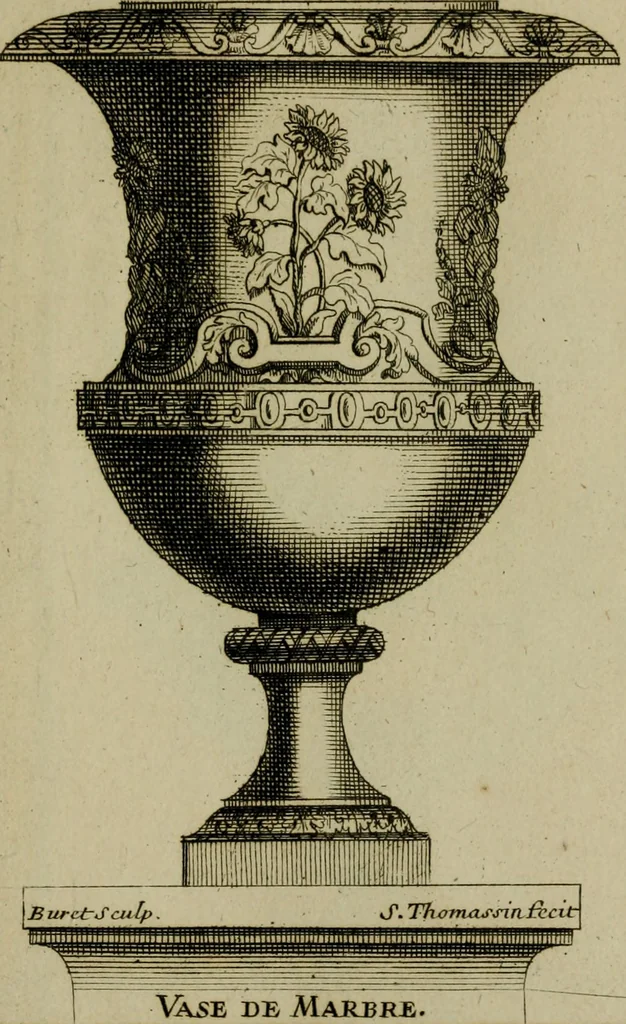 An illustration from Recüeil des figures, groupes, thermes, fontaines, vases, et autres ornemens tels qu'ils se voyent a présent dans le chateau et parc de Versailles : gravé d'après les originaux, 1694, leaf 466