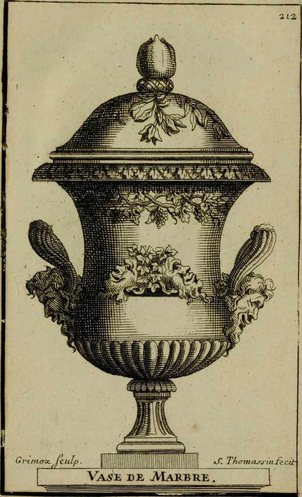 An illustration from Recüeil des figures, groupes, thermes, fontaines, vases, et autres ornemens tels qu'ils se voyent a présent dans le chateau et parc de Versailles : gravé d'après les originaux, 1694, leaf 468