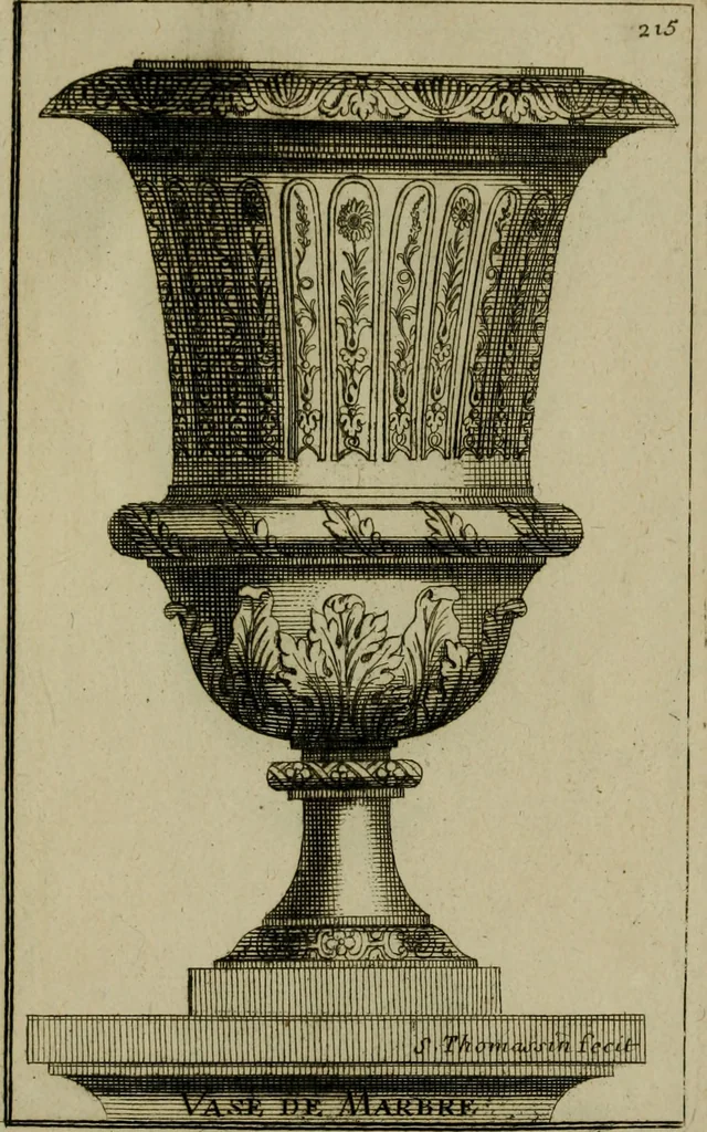 An illustration from Recüeil des figures, groupes, thermes, fontaines, vases, et autres ornemens tels qu'ils se voyent a présent dans le chateau et parc de Versailles : gravé d'après les originaux, 1694, leaf 474
