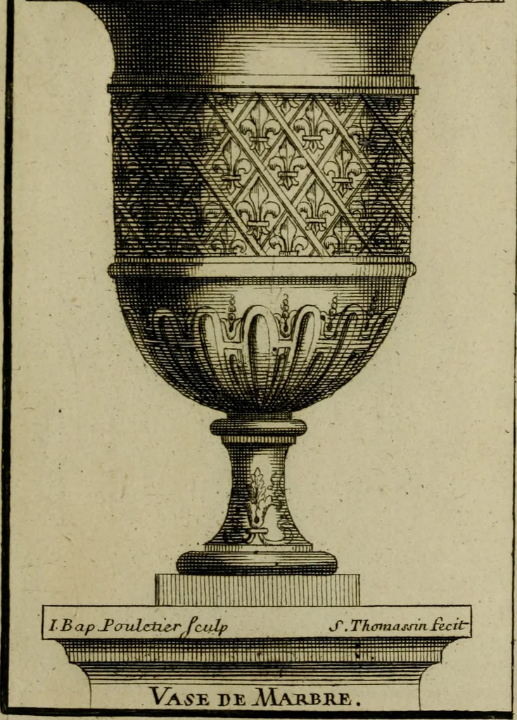 An illustration from Recüeil des figures, groupes, thermes, fontaines, vases, et autres ornemens tels qu'ils se voyent a présent dans le chateau et parc de Versailles : gravé d'après les originaux, 1694, leaf 478