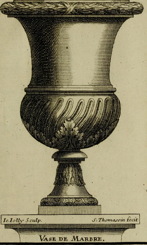 An illustration from Recüeil des figures, groupes, thermes, fontaines, vases, et autres ornemens tels qu'ils se voyent a présent dans le chateau et parc de Versailles : gravé d'après les originaux, 1694, leaf 480