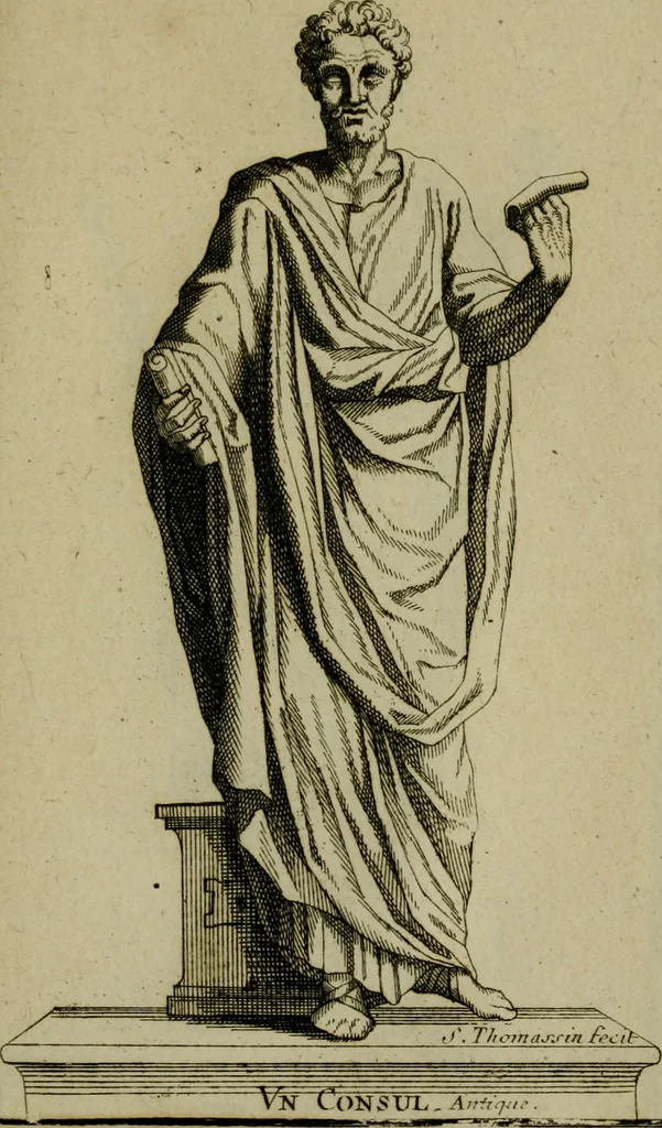 An illustration from Recüeil des figures, groupes, thermes, fontaines, vases, et autres ornemens tels qu'ils se voyent a présent dans le chateau et parc de Versailles : gravé d'après les originaux, 1694, leaf 70