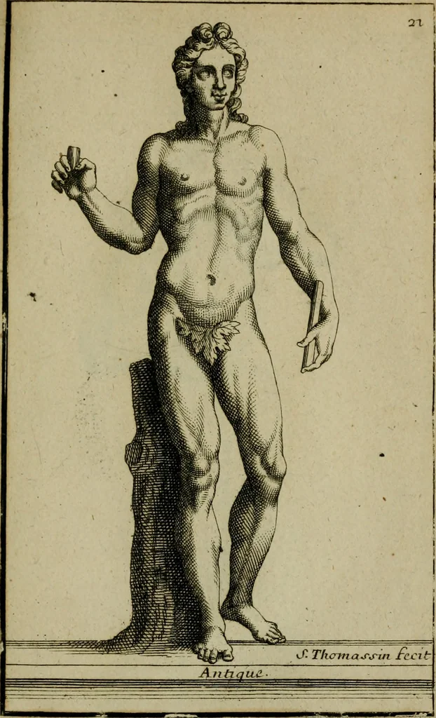 An illustration from Recüeil des figures, groupes, thermes, fontaines, vases, et autres ornemens tels qu'ils se voyent a présent dans le chateau et parc de Versailles : gravé d'après les originaux, 1694, leaf 74