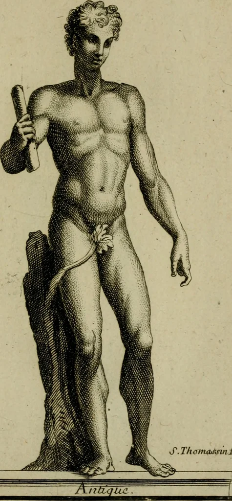 An illustration from Recüeil des figures, groupes, thermes, fontaines, vases, et autres ornemens tels qu'ils se voyent a présent dans le chateau et parc de Versailles : gravé d'après les originaux, 1694, leaf 84