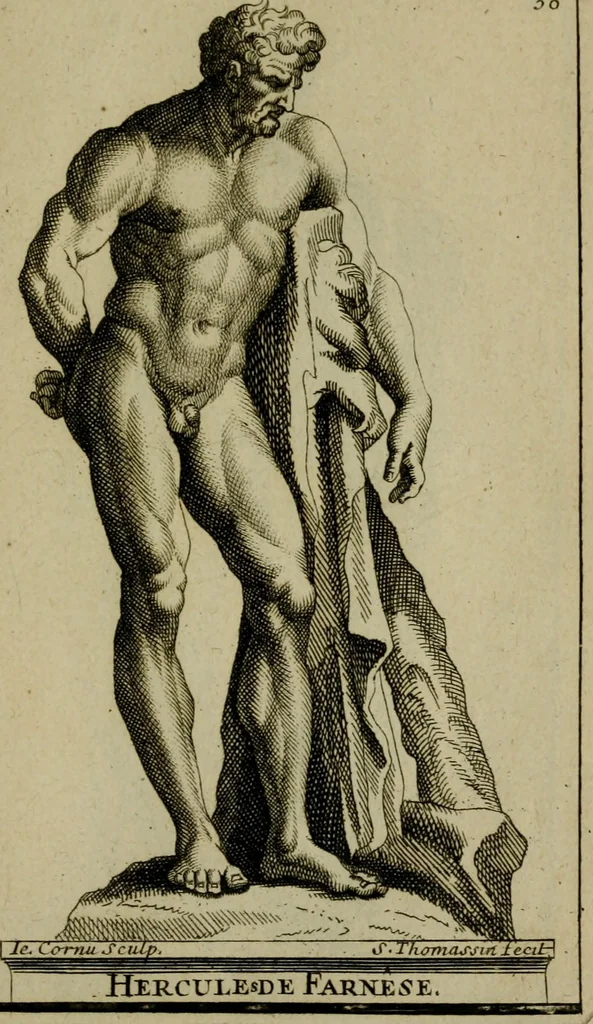 An illustration from Recüeil des figures, groupes, thermes, fontaines, vases, et autres ornemens tels qu'ils se voyent a présent dans le chateau et parc de Versailles : gravé d'après les originaux, 1694, leaf 92