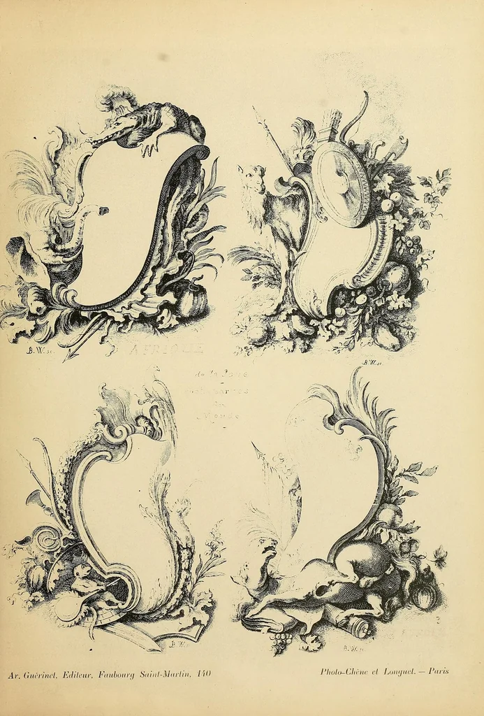 An illustration from Recüeil nouveau de differens cartouche inventez par le Sr. de la Joüe, 1900, leaf 11