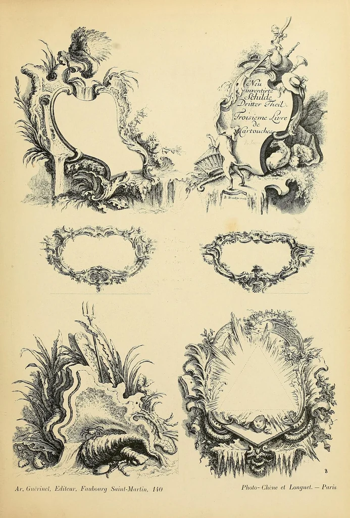 An illustration from Recüeil nouveau de differens cartouche inventez par le Sr. de la Joüe, 1900, leaf 21