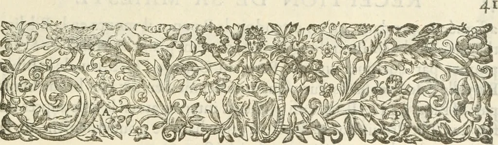 An illustration from Reception de tres-chrestien, tres-iuste, et tres-victorieux monarque Louis XIII. roy de France & de Nauarre ... : et de tres-chrestienne, tres-auguste, & tres-vertueuse royne Anne d'Austriche, par Messieurs les doyen, chanoines, & comtes de Lyon en leur cloistre & eglise, le XI. decembre, M. DC.XXII, 1623, leaf 62