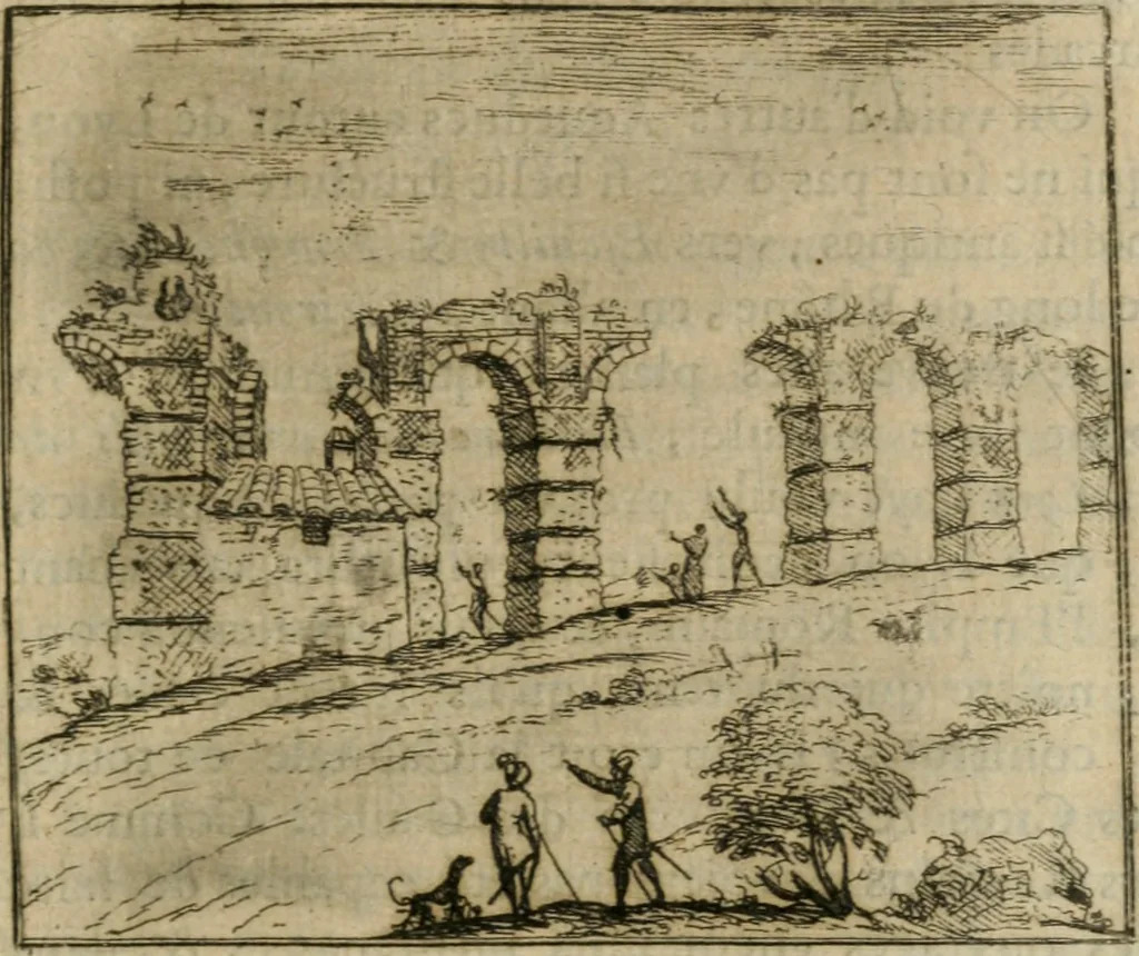 An illustration from Recherche des antiqvités et cvriosités de la ville de Lyon : ancienne colonie des romains & capitale de la Gaule celtique : avec un mémoire des principaux antiquaires & curieux de l'Europe, 1673, leaf 106