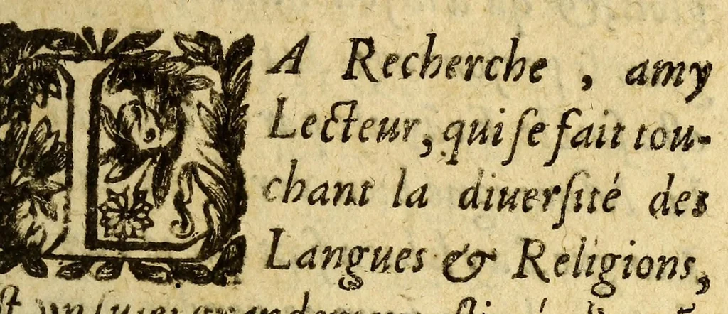 An illustration from Recherches curieuses sur la diuersité des langues et religions, par toutes les principales parties du monde., 1640, leaf 7
