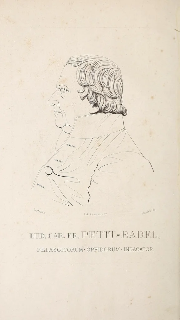 An illustration from Recherches sur les monuments cyclopéens et description de la collection des modèles en relief, composant la galerie pélasgique de la Bibliothèque Mazarine, 1841, leaf 12