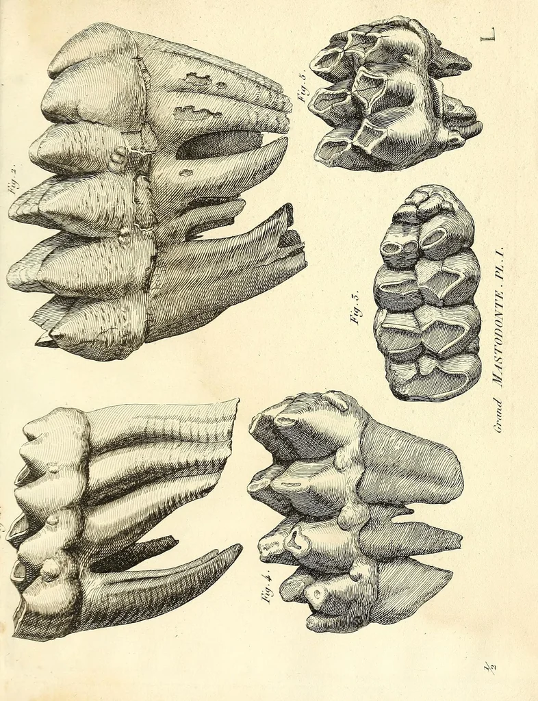 An illustration from Recherches sur les ossemens fossiles de quadrupèdes : où l'on rétablit les caractères de plusieurs espèces d'animaux que les révolutions du globe paroissent avoir détruites, 1812, leaf 417