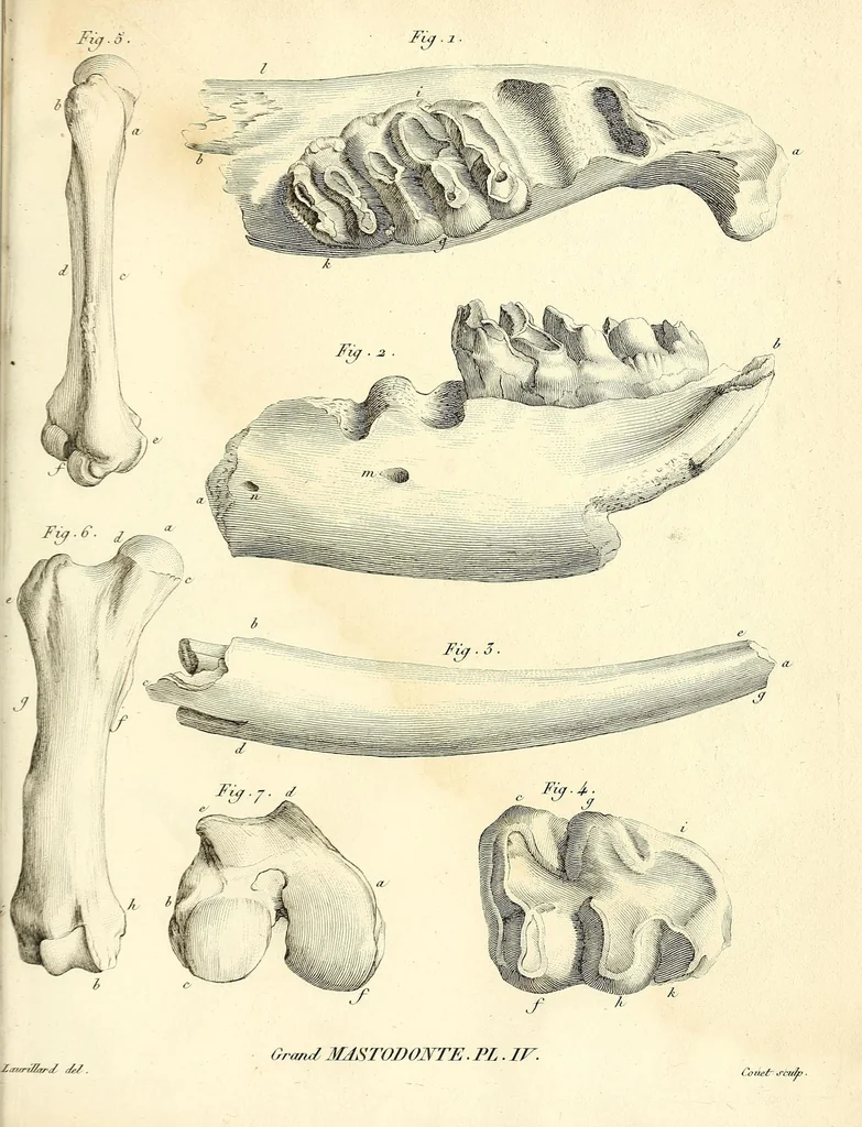 An illustration from Recherches sur les ossemens fossiles de quadrupèdes : où l'on rétablit les caractères de plusieurs espèces d'animaux que les révolutions du globe paroissent avoir détruites, 1812, leaf 423