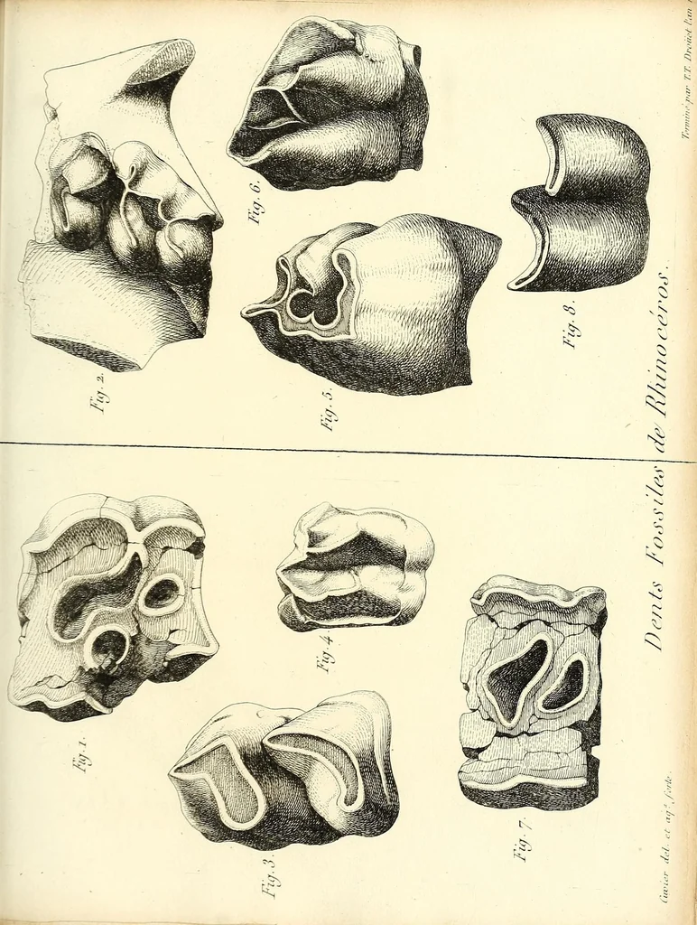 An illustration from Recherches sur les ossemens fossiles de quadrupèdes : où l'on rétablit les caractères de plusieurs espèces d'animaux que les révolutions du globe paroissent avoir détruites, 1812, leaf 65