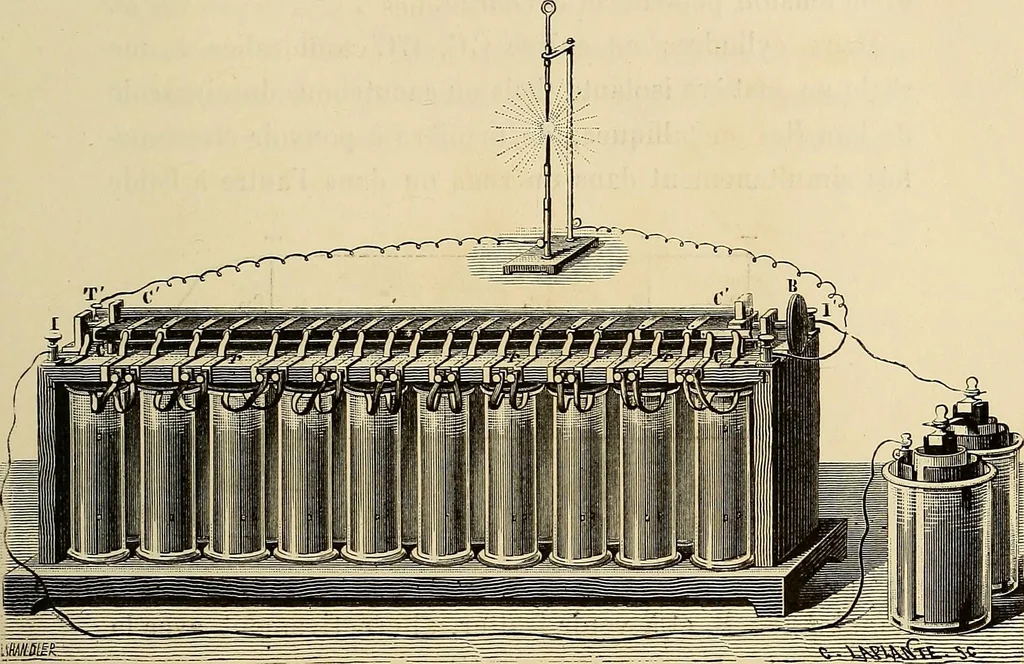 An illustration from Recherches sur l'électricité, 1883, leaf 108