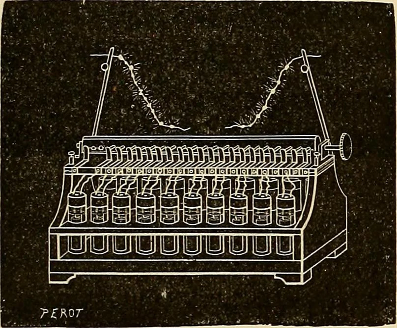 An illustration from Recherches sur l'électricité, 1883, leaf 114