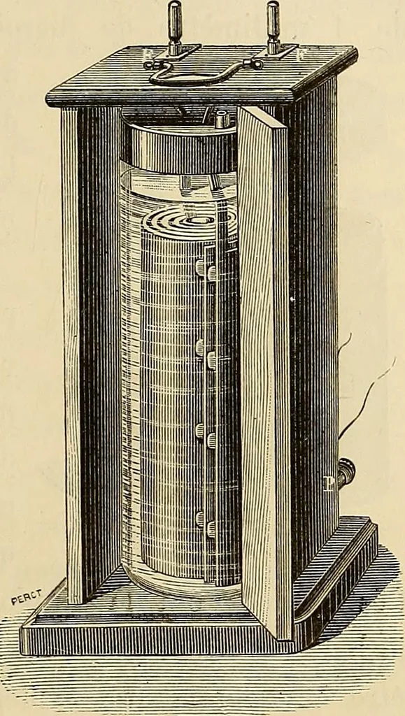 An illustration from Recherches sur l'électricité, 1883, leaf 124