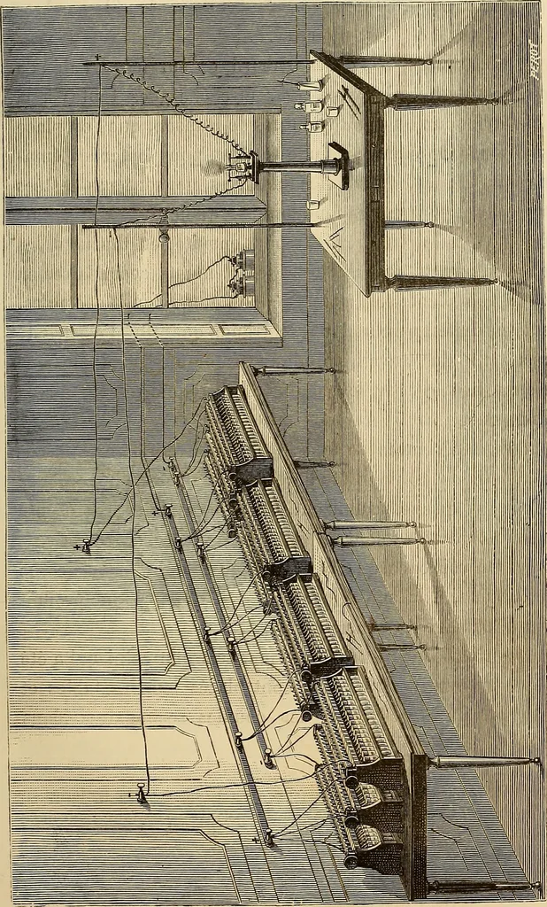 An illustration from Recherches sur l'électricité, 1883, leaf 154