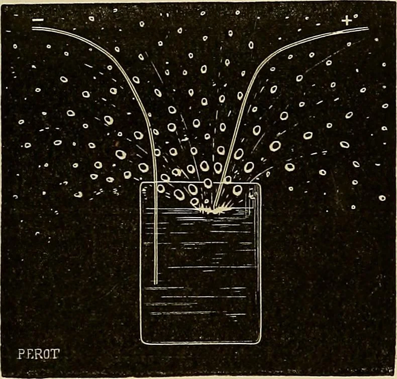 An illustration from Recherches sur l'électricité, 1883, leaf 168