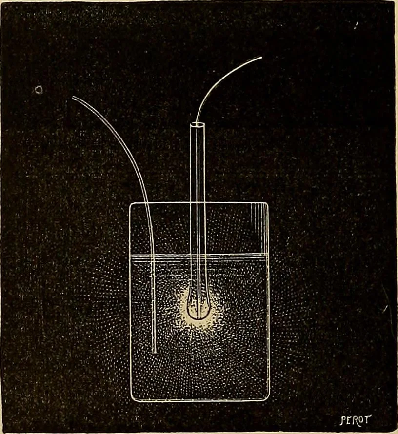 An illustration from Recherches sur l'électricité, 1883, leaf 179
