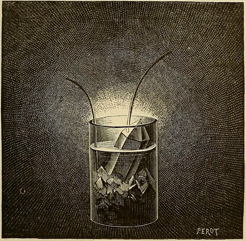 An illustration from Recherches sur l'électricité, 1883, leaf 182