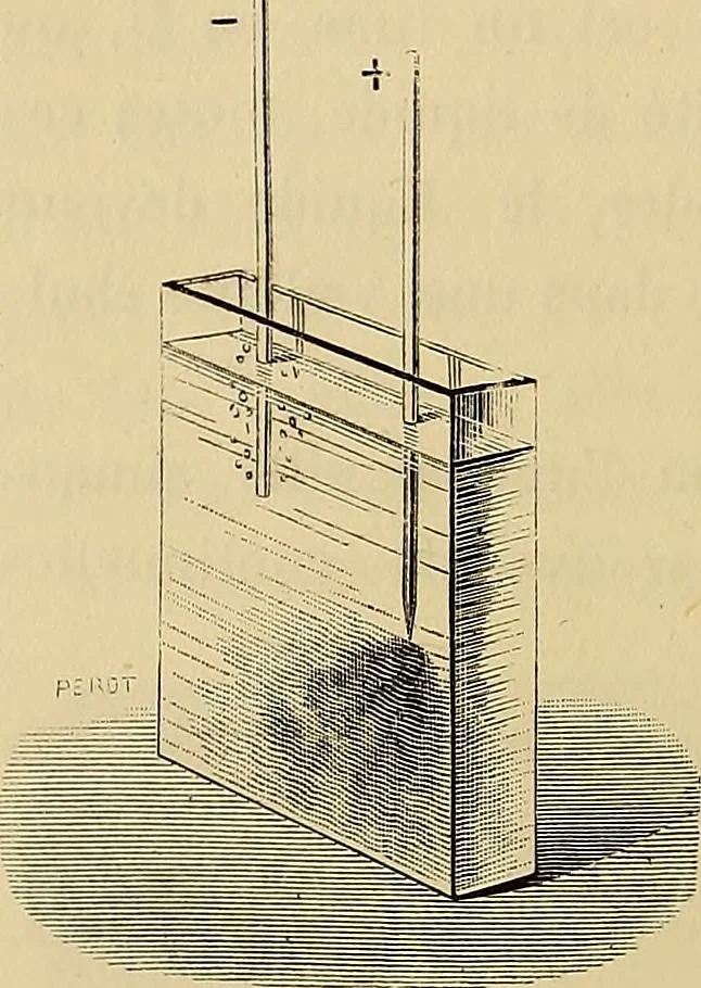 An illustration from Recherches sur l'électricité, 1883, leaf 185