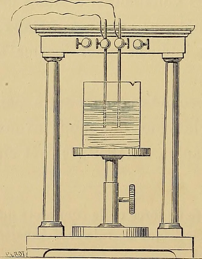 An illustration from Recherches sur l'électricité, 1883, leaf 21