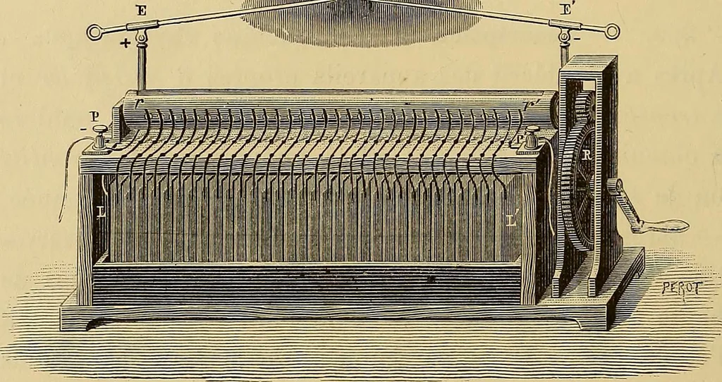 An illustration from Recherches sur l'électricité, 1883, leaf 267