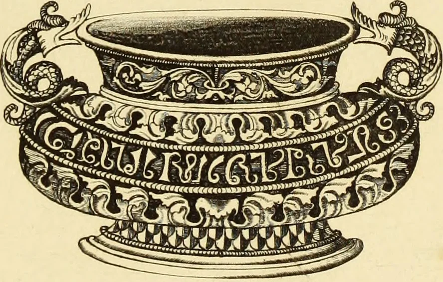 An illustration from Recherches sur l'orfèvrerie en Espagne au moyen âge et à la renaissance; documents inédits tirés des archives espagnoles, 1879, leaf 190