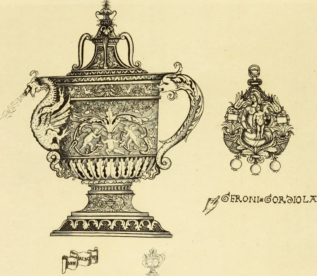 An illustration from Recherches sur l'orfèvrerie en Espagne au moyen âge et à la renaissance; documents inédits tirés des archives espagnoles, 1879, leaf 196