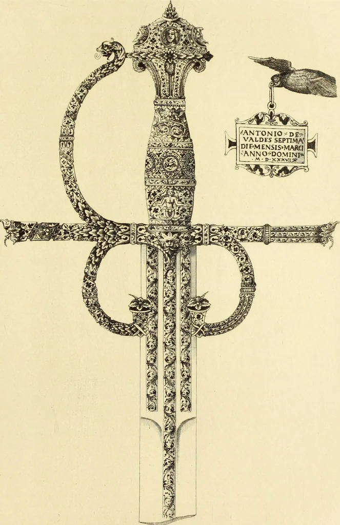 An illustration from Recherches sur l'orfèvrerie en Espagne au moyen âge et à la renaissance; documents inédits tirés des archives espagnoles, 1879, leaf 220
