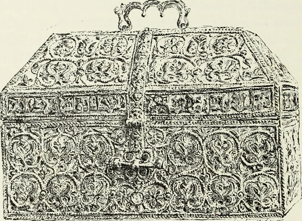 An illustration from Recherches sur l'orfèvrerie en Espagne au moyen âge et à la renaissance; documents inédits tirés des archives espagnoles, 1879, leaf 35
