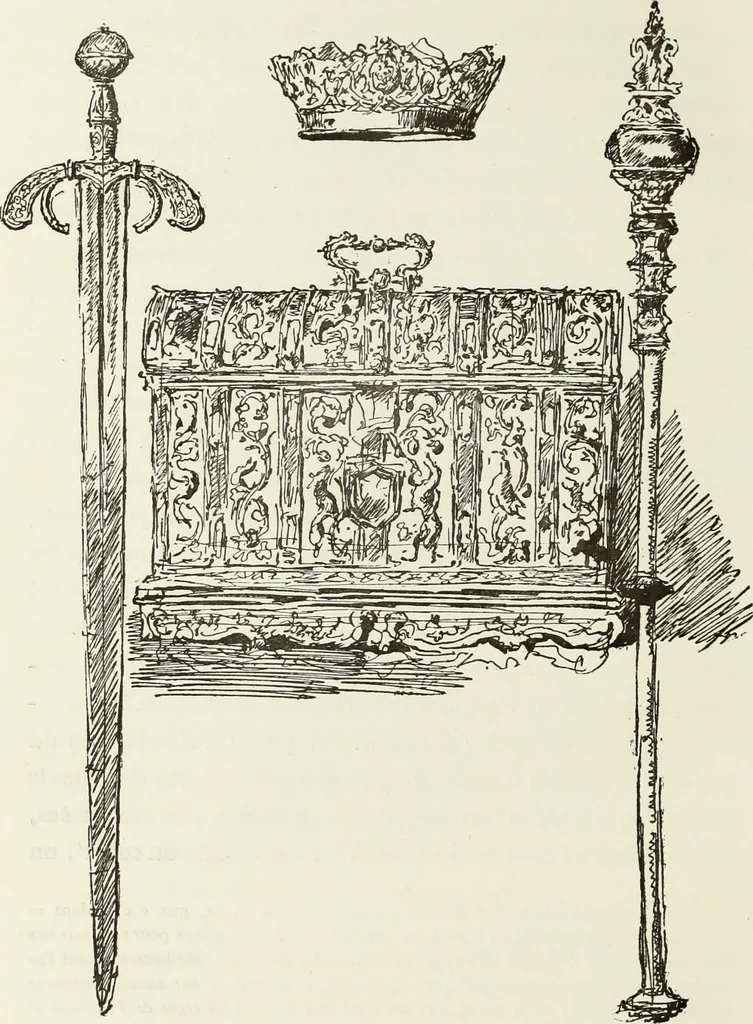 An illustration from Recherches sur l'orfèvrerie en Espagne au moyen âge et à la renaissance; documents inédits tirés des archives espagnoles, 1879, leaf 73