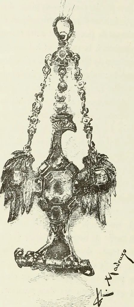 An illustration from Recherches sur l'orfèvrerie en Espagne au moyen âge et à la renaissance; documents inédits tirés des archives espagnoles, 1879, leaf 75