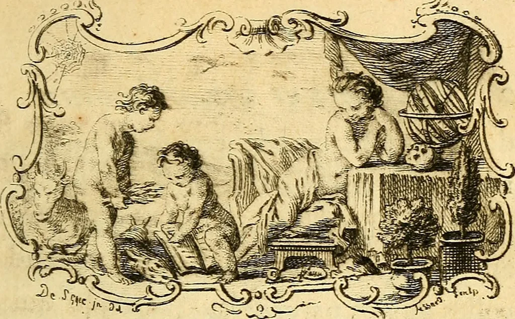 An illustration from Recherches sur l'origine des idées que nous avons de la beauté & de la vertu : en deux traités : le premier, sur la beauté, l'ordre, l'harmonie & le dessein; le second, sur le bien & mal physique & moral, 1749, leaf 28