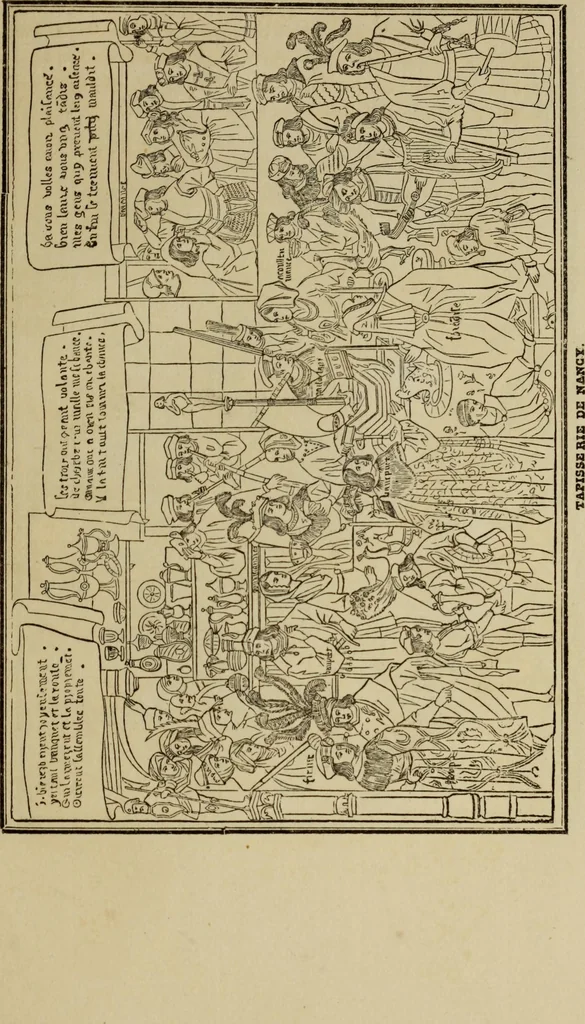 An illustration from Recherches sur l'usage et l'origine des tapisseries à personnages dites historiées, depuis l'antiquité jusqu'au 16e siècle inclusivement, 1840, leaf 102