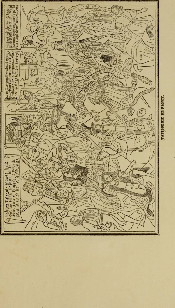 An illustration from Recherches sur l'usage et l'origine des tapisseries à personnages dites historiées, depuis l'antiquité jusqu'au 16e siècle inclusivement, 1840, leaf 104