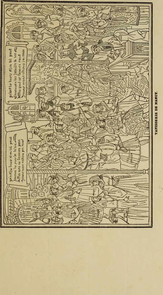 An illustration from Recherches sur l'usage et l'origine des tapisseries à personnages dites historiées, depuis l'antiquité jusqu'au 16e siècle inclusivement, 1840, leaf 106