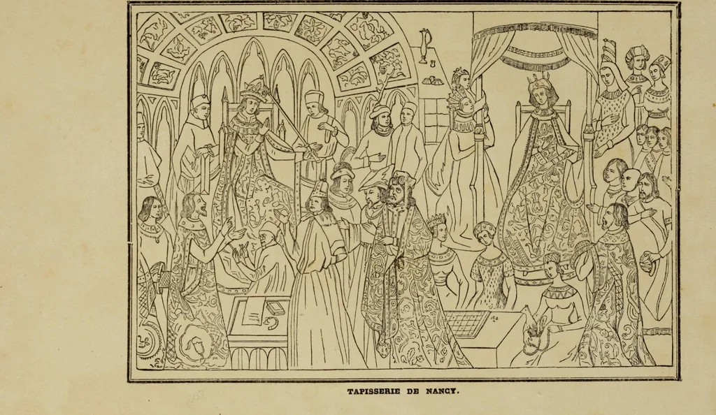 An illustration from Recherches sur l'usage et l'origine des tapisseries à personnages dites historiées, depuis l'antiquité jusqu'au 16e siècle inclusivement, 1840, leaf 108