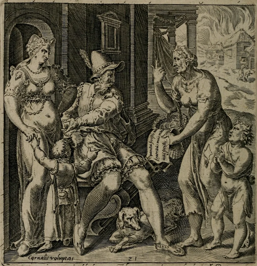 An illustration from Recht ghebruyck ende misbruyck van tydlicke have, 1620, leaf 49